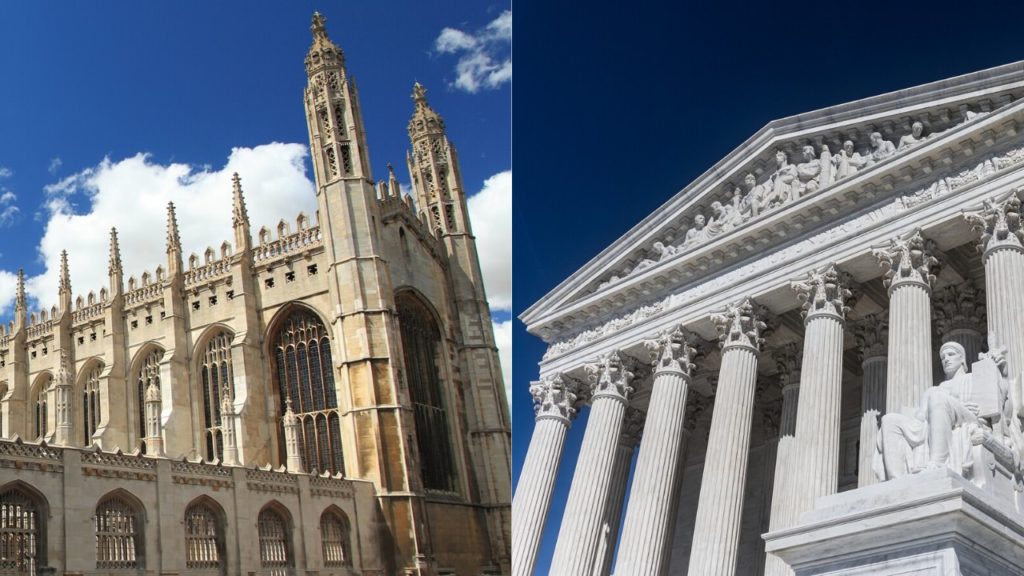 Photos of Cambridge & US Supreme Court as Comparison of New York Bar Admission & Cambridge LLM Degree