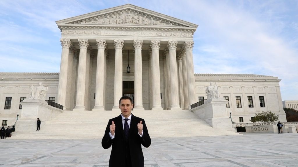 Dmytro Biryuk in front of the US Supreme Court telling how his NY bar exam resulted into the SCOTUS bar admission