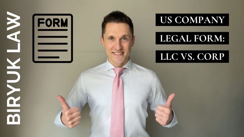 Photo of Dmytro Biryuk telling about US company legal forms and comparing LLC and corporation